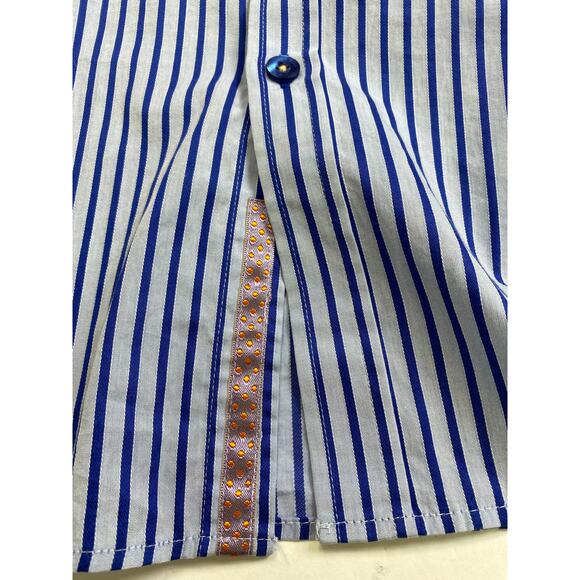 Stone Rose Black Rivet Striped Contrast Cuff Mens Button Down Shirt Size 2 Small - Picture 5 of 10